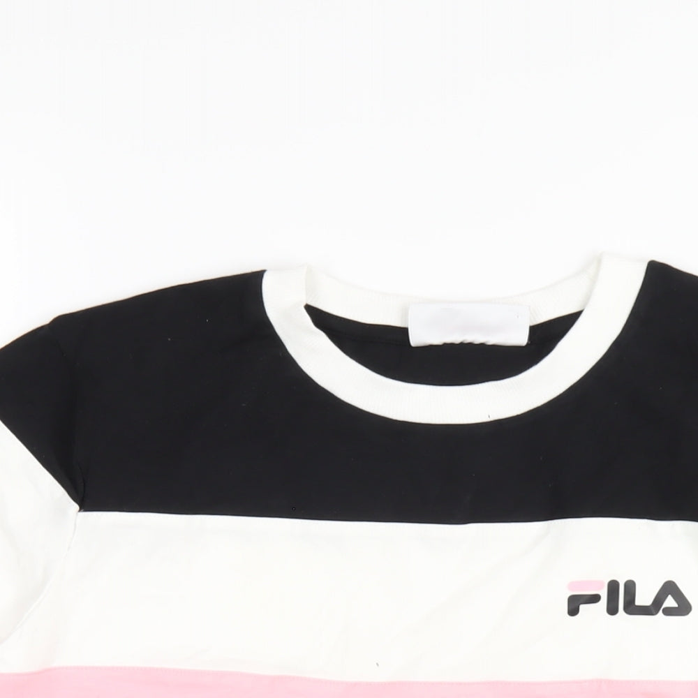 FILA Womens Pink Cotton Basic T-Shirt Size L Round Neck