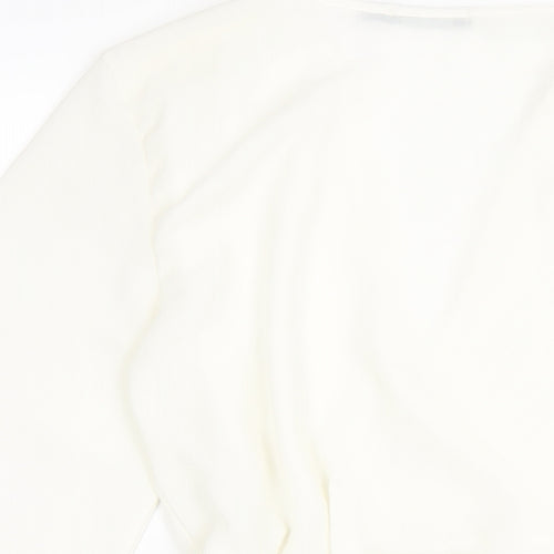 Boohoo Womens White Polyester Wrap Blouse Size 14 V-Neck