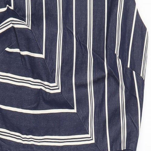 Phase Eight Womens Blue Striped Cotton A-Line Size 18 Round Neck Zip
