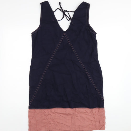 NEXT Womens Blue Linen Tank Dress Size 12 V-Neck Pullover