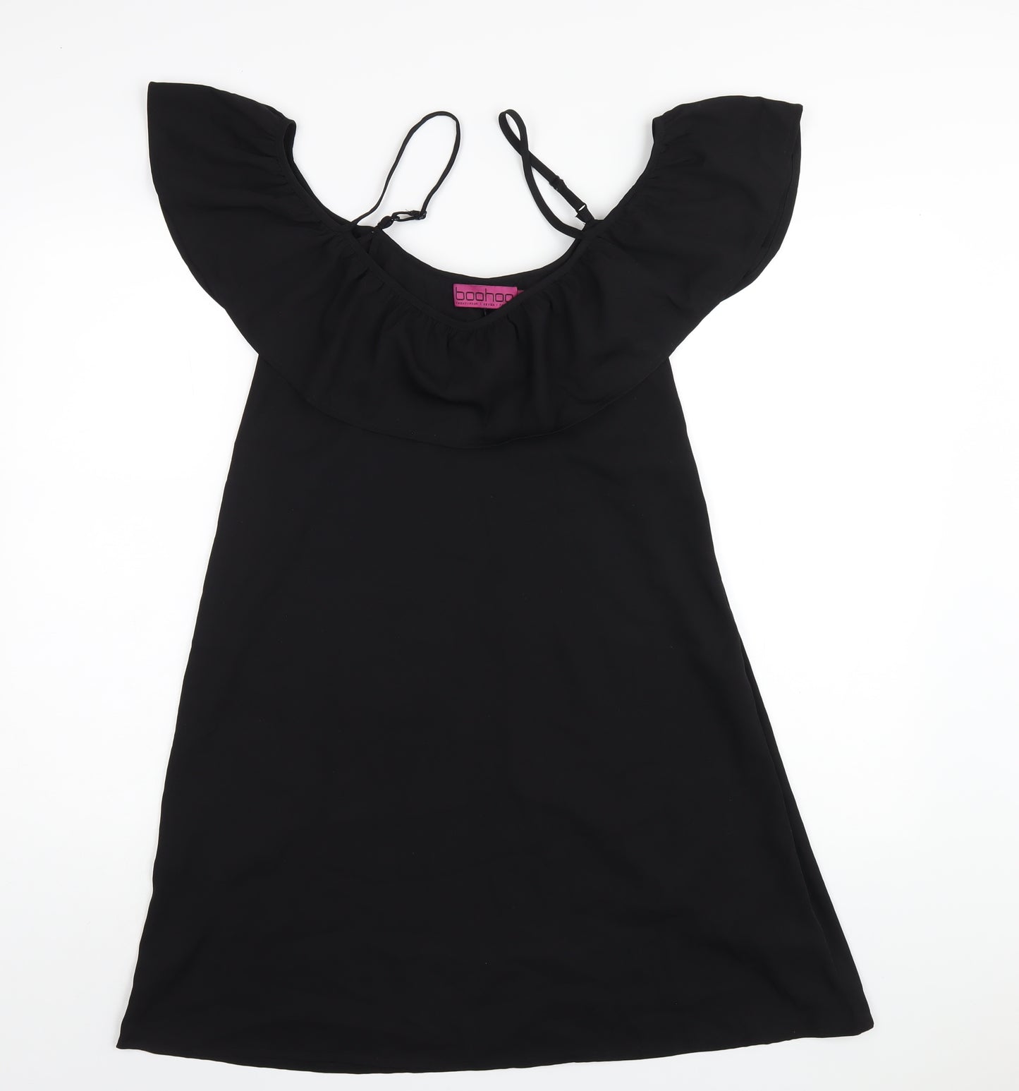 Boohoo Womens Black Polyester A-Line Size 12 Scoop Neck Pullover