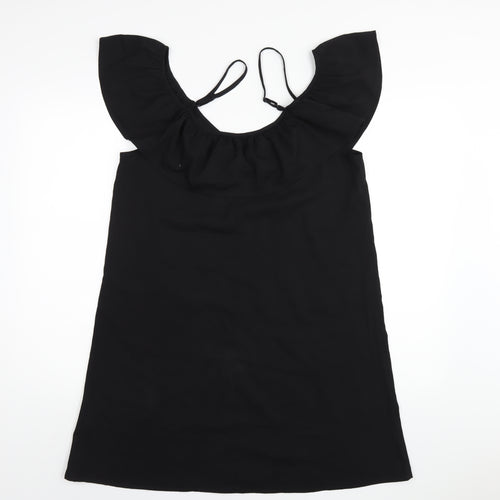 Boohoo Womens Black Polyester A-Line Size 12 Scoop Neck Pullover
