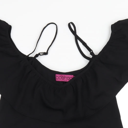 Boohoo Womens Black Polyester A-Line Size 12 Scoop Neck Pullover