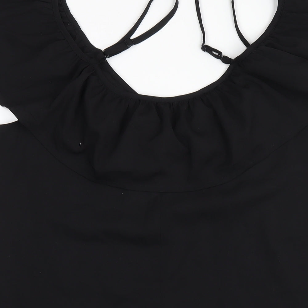 Boohoo Womens Black Polyester A-Line Size 12 Scoop Neck Pullover