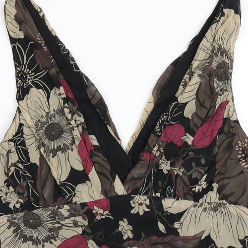 New Look Womens Brown Floral Polyester Basic Tank Size 18 V-Neck