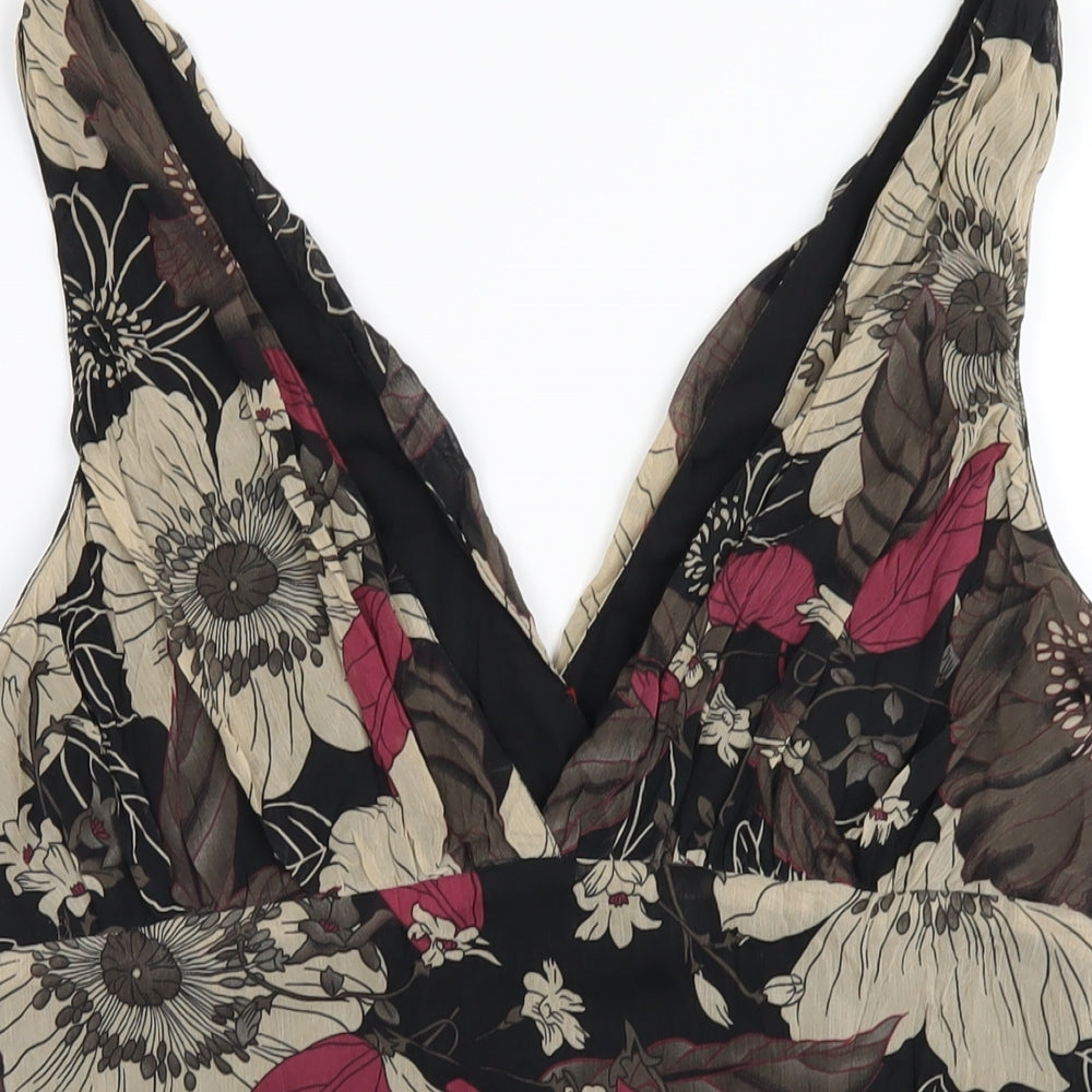 New Look Womens Brown Floral Polyester Basic Tank Size 18 V-Neck