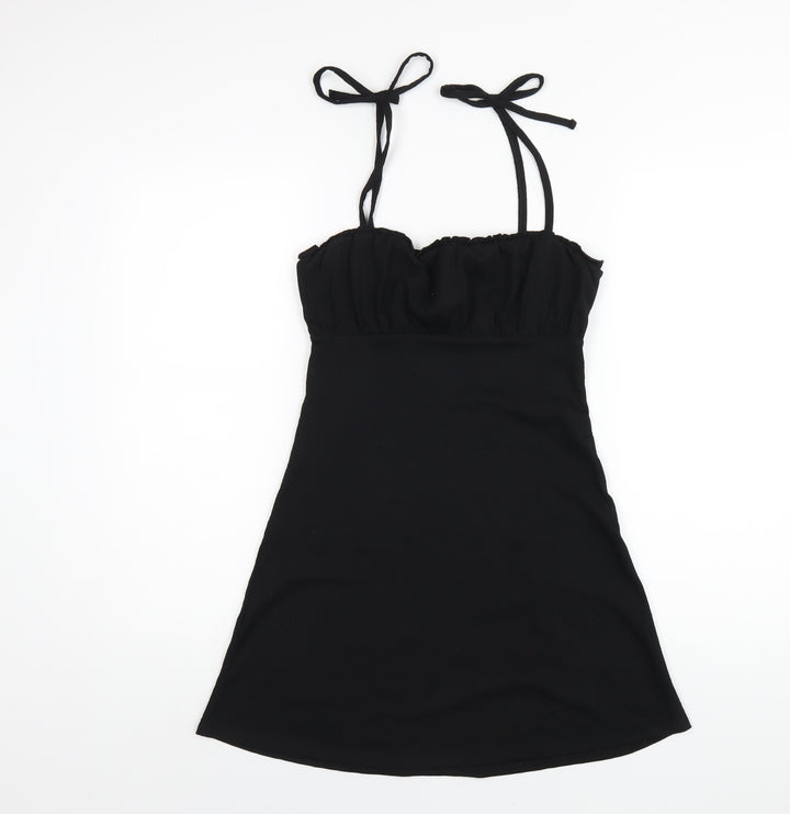 H&M Womens Black Polyester A-Line Size XS Square Neck Pullover