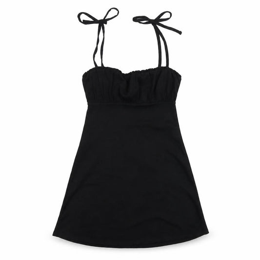 Front view of H&M women’s black polyester a-line, size XS, square neck pullover
