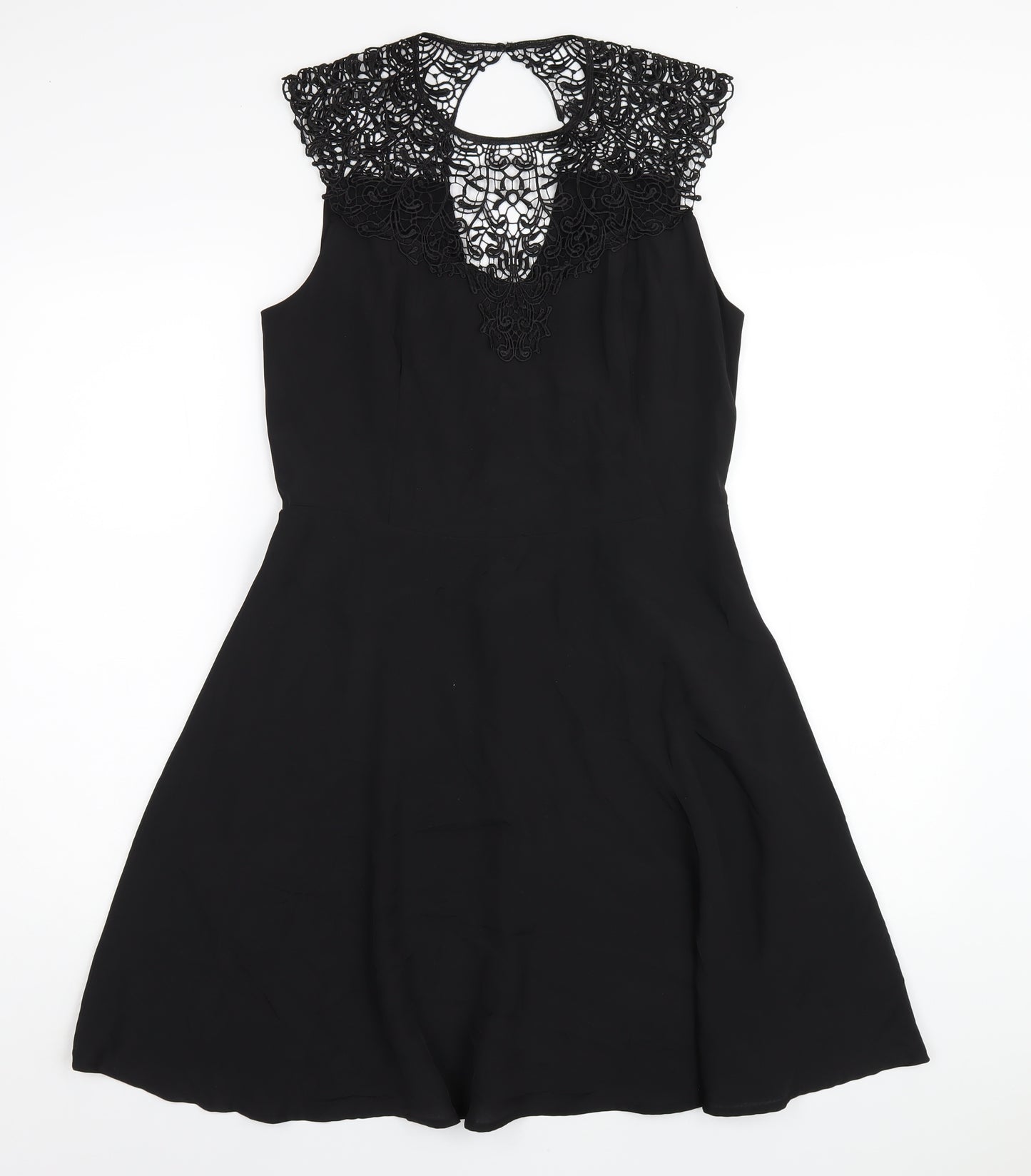 Oasis Womens Black Polyester A-Line Size 12 Round Neck Zip