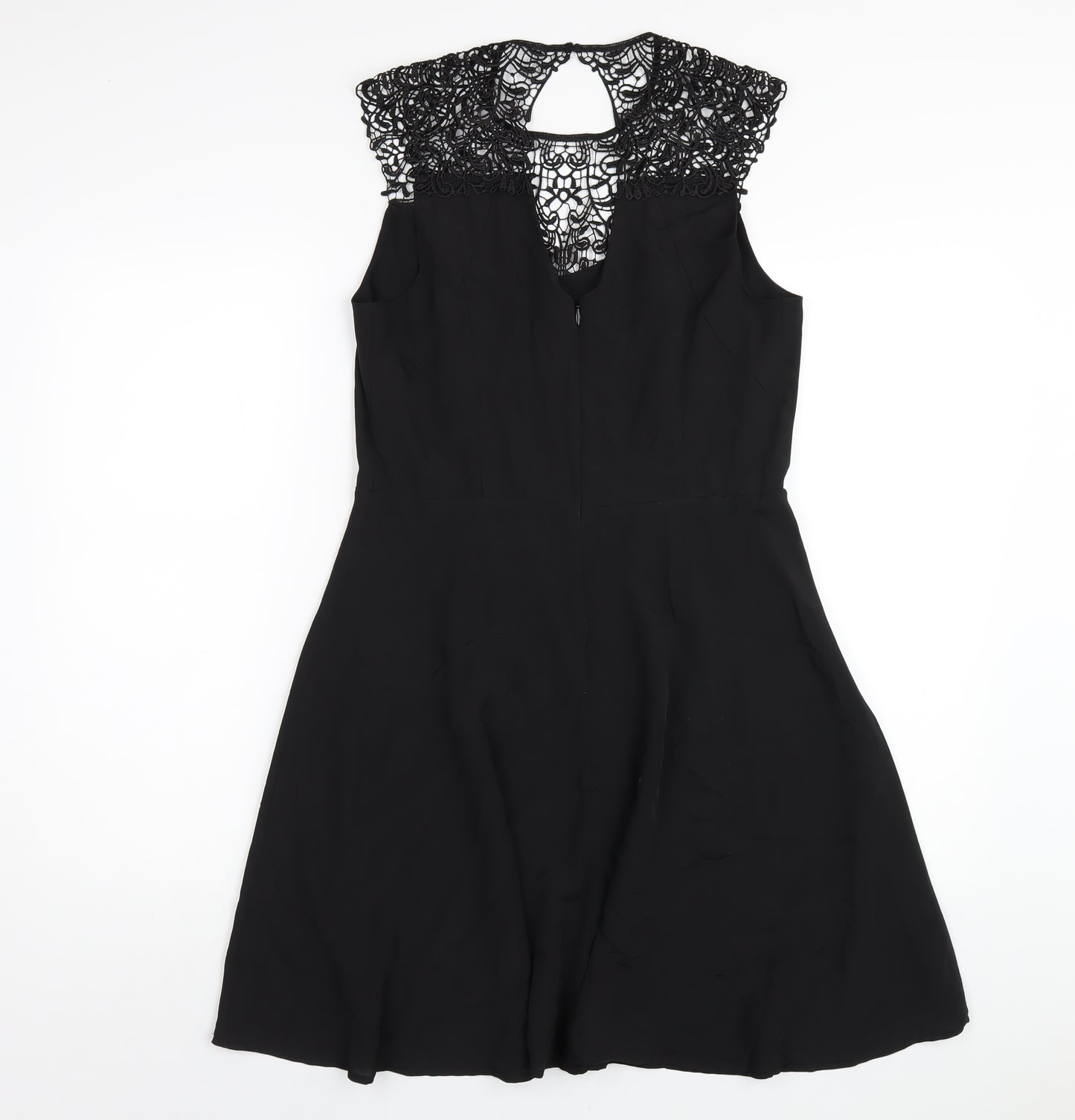 Oasis Womens Black Polyester A-Line Size 12 Round Neck Zip