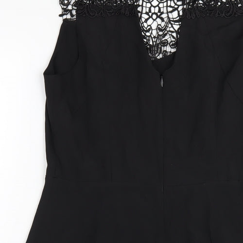 Oasis Womens Black Polyester A-Line Size 12 Round Neck Zip