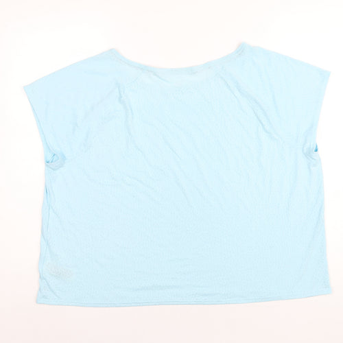 GOODMOVE Womens Blue Polyester Basic T-Shirt Size 22 Round Neck Pullover