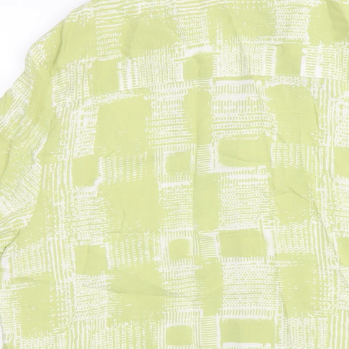 ASOS Mens Green Geometric Viscose Button-Up Size S Collared Button