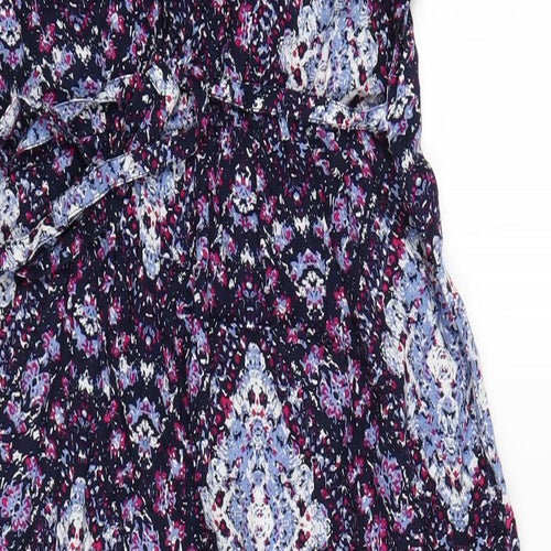 EWM Womens Multicoloured Geometric Viscose A-Line Size 12 V-Neck Pullover