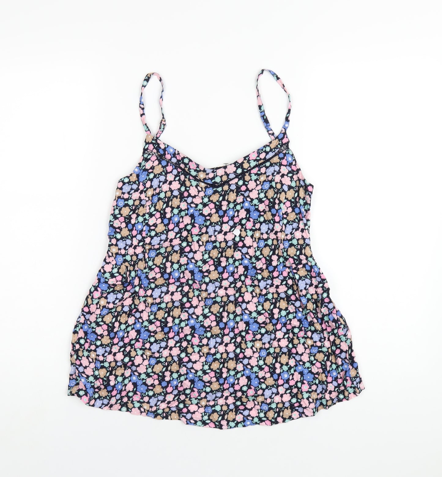 Marks and Spencer Womens Multicoloured Floral Viscose Camisole T-Shirt Size 8 V-Neck