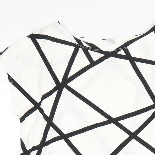 Uniqlo Womens White Geometric Viscose A-Line Size XS Round Neck Pullover