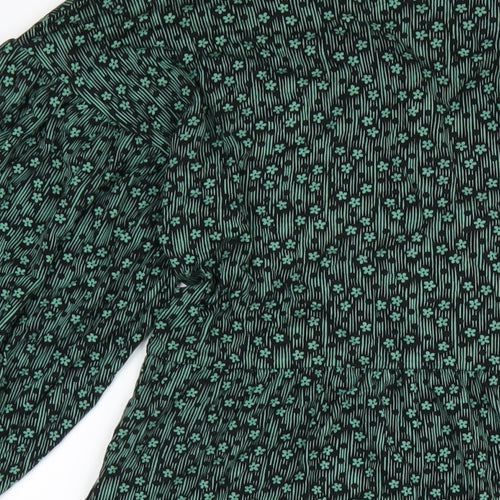 NEXT Womens Green Geometric Viscose A-Line Size 14 V-Neck Pullover