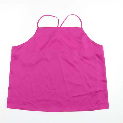 Marks and Spencer Womens Pink Polyester Camisole T-Shirt Size 18 Square Neck