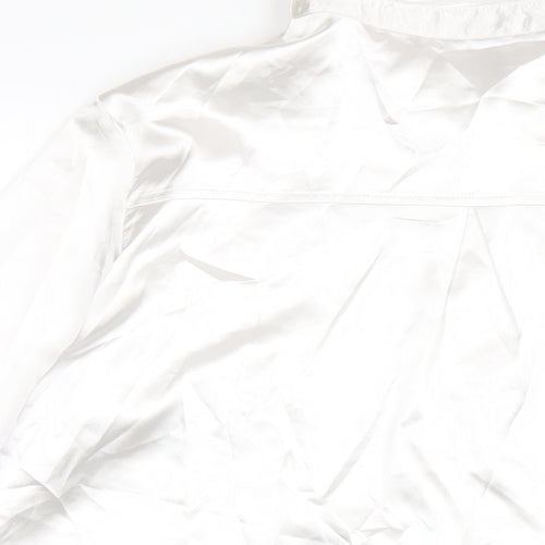 PRETTYLITTLETHING Womens White Polyester Basic Button-Up Size L Collared