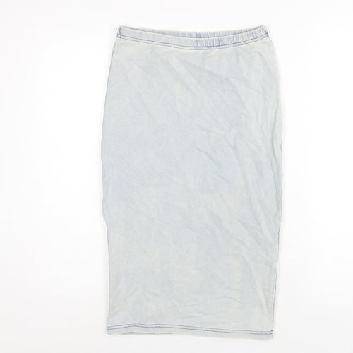 Topshop Womens Blue Cotton Straight & Pencil Skirt Size 8