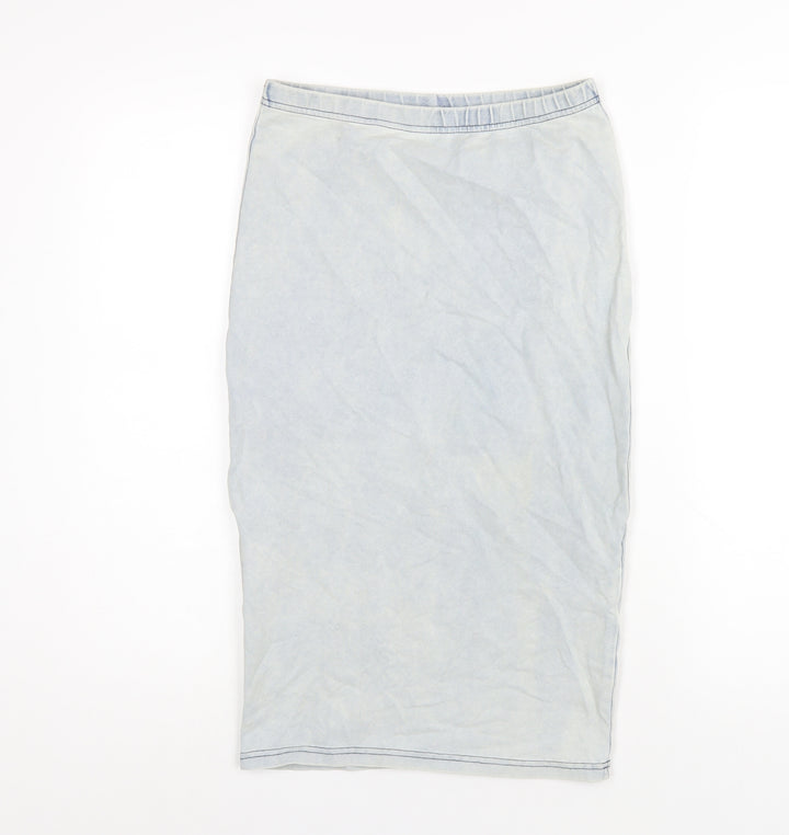 Topshop Womens Blue Cotton Straight & Pencil Skirt Size 8