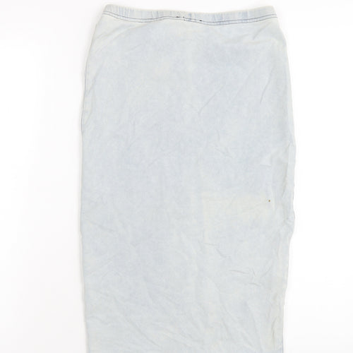 Topshop Womens Blue Cotton Straight & Pencil Skirt Size 8