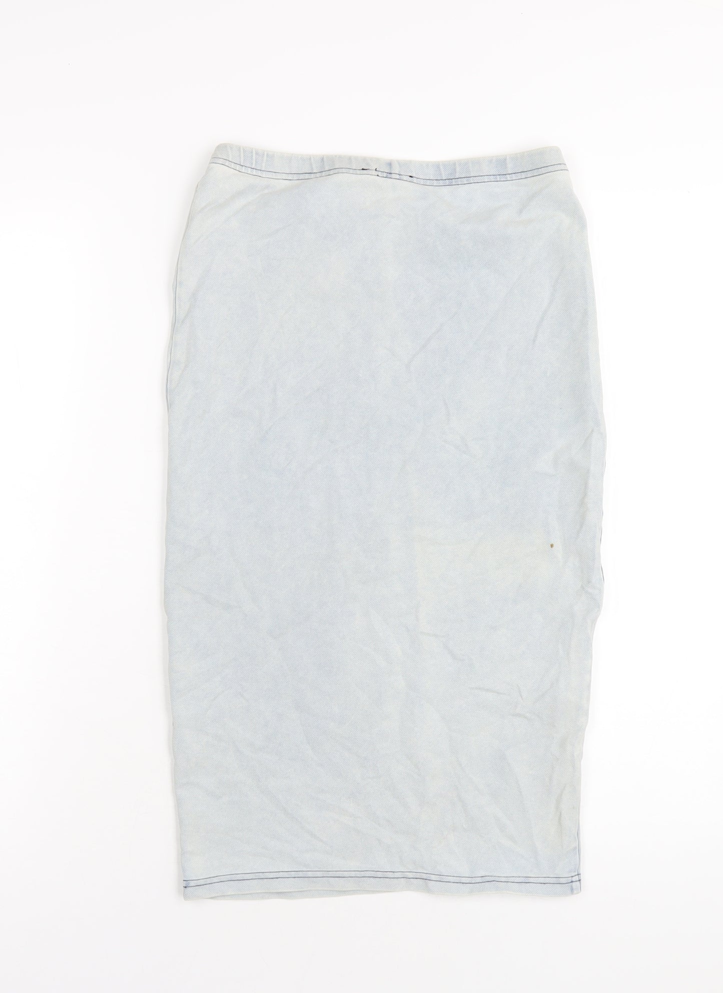 Topshop Womens Blue Cotton Straight & Pencil Skirt Size 8