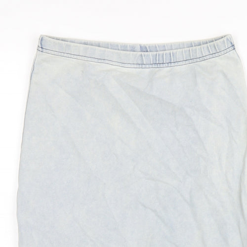 Topshop Womens Blue Cotton Straight & Pencil Skirt Size 8