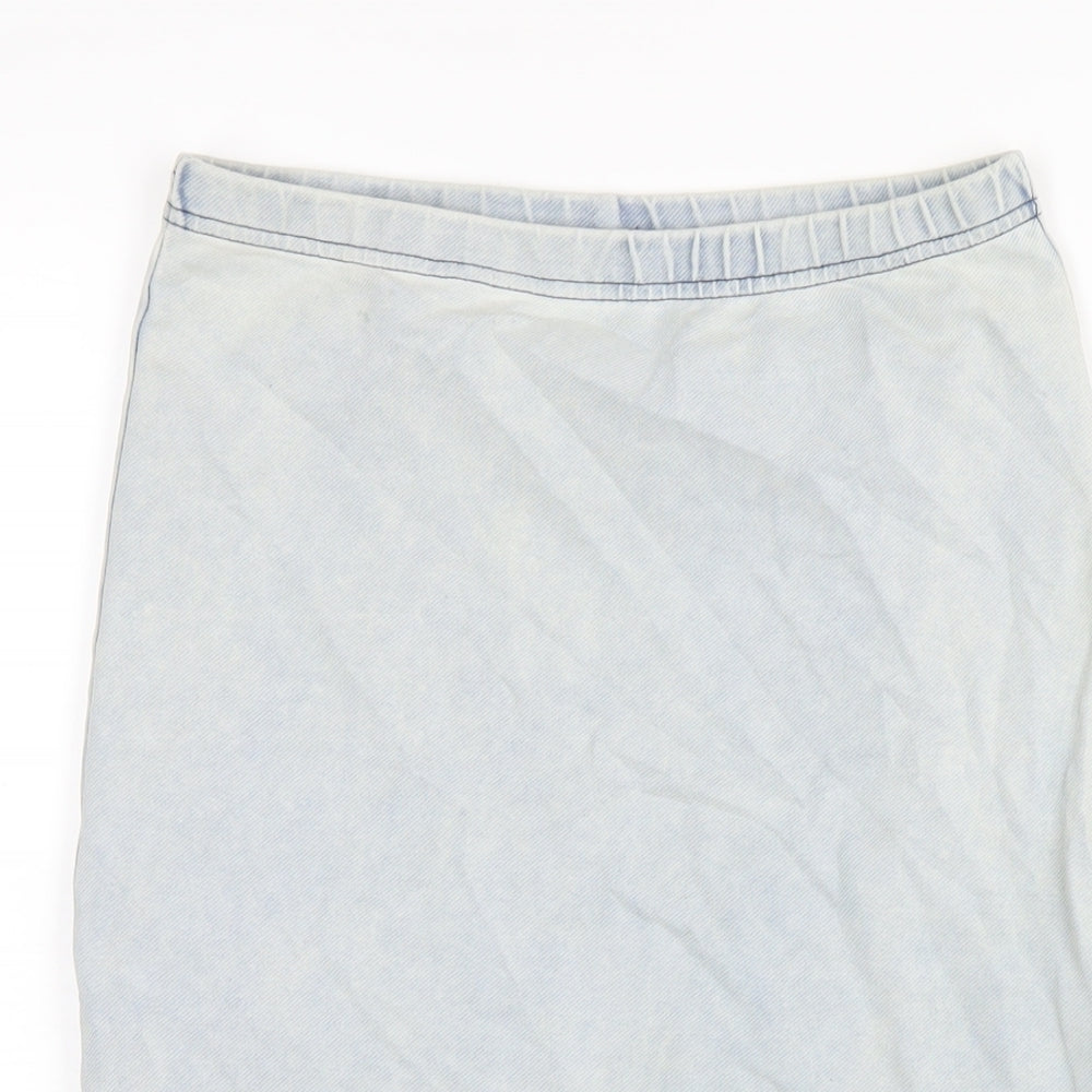 Topshop Womens Blue Cotton Straight & Pencil Skirt Size 8