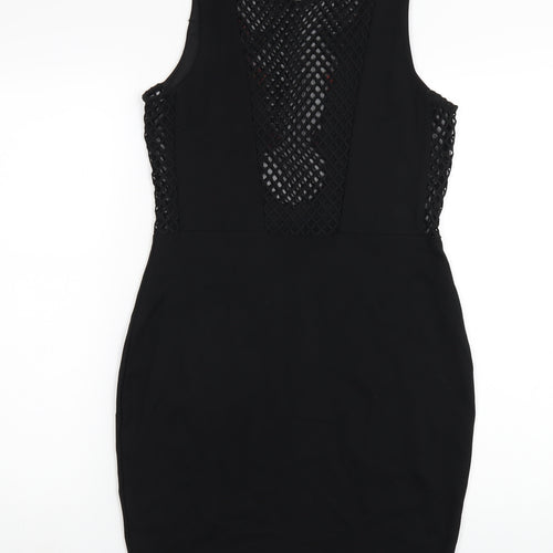 River Island Womens Black Viscose Bodycon Size 12 Round Neck Pullover