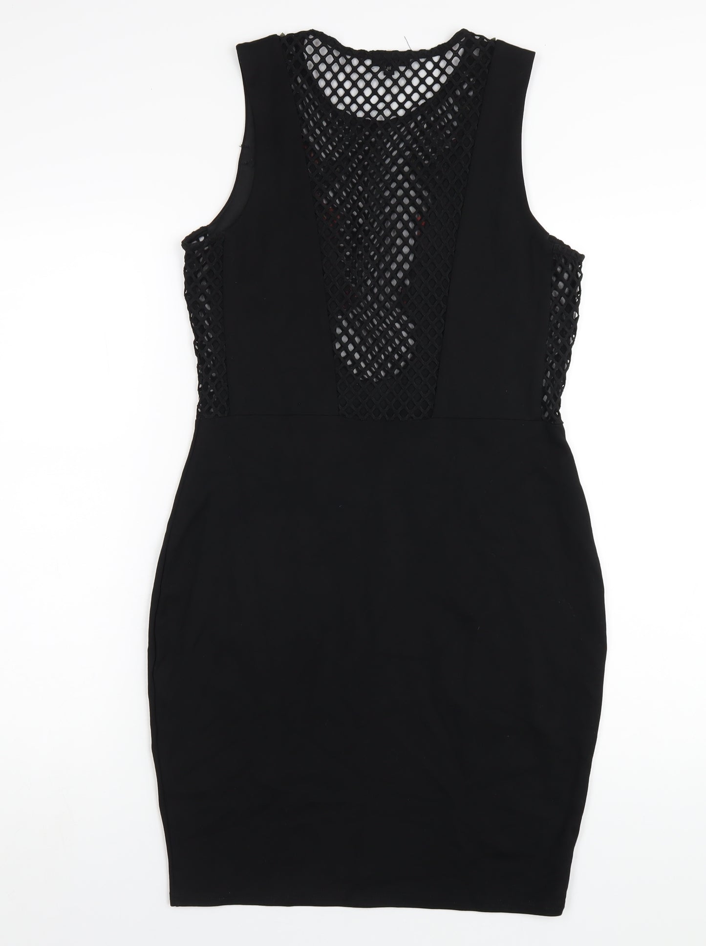 River Island Womens Black Viscose Bodycon Size 12 Round Neck Pullover