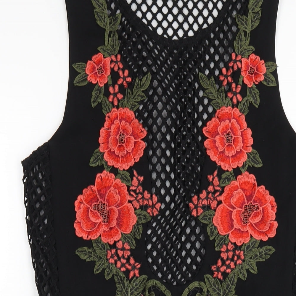 River Island Womens Black Viscose Bodycon Size 12 Round Neck Pullover