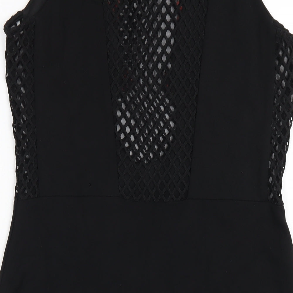 River Island Womens Black Viscose Bodycon Size 12 Round Neck Pullover