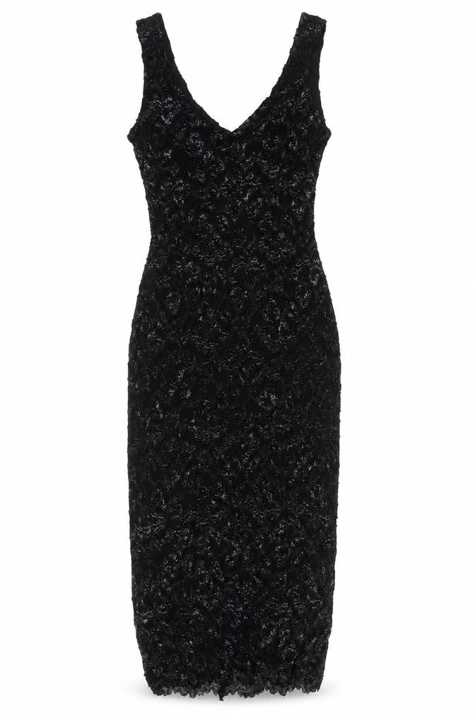 Front view of Principles women’s black nylon bodycon, size UK 12, v-neck pullover