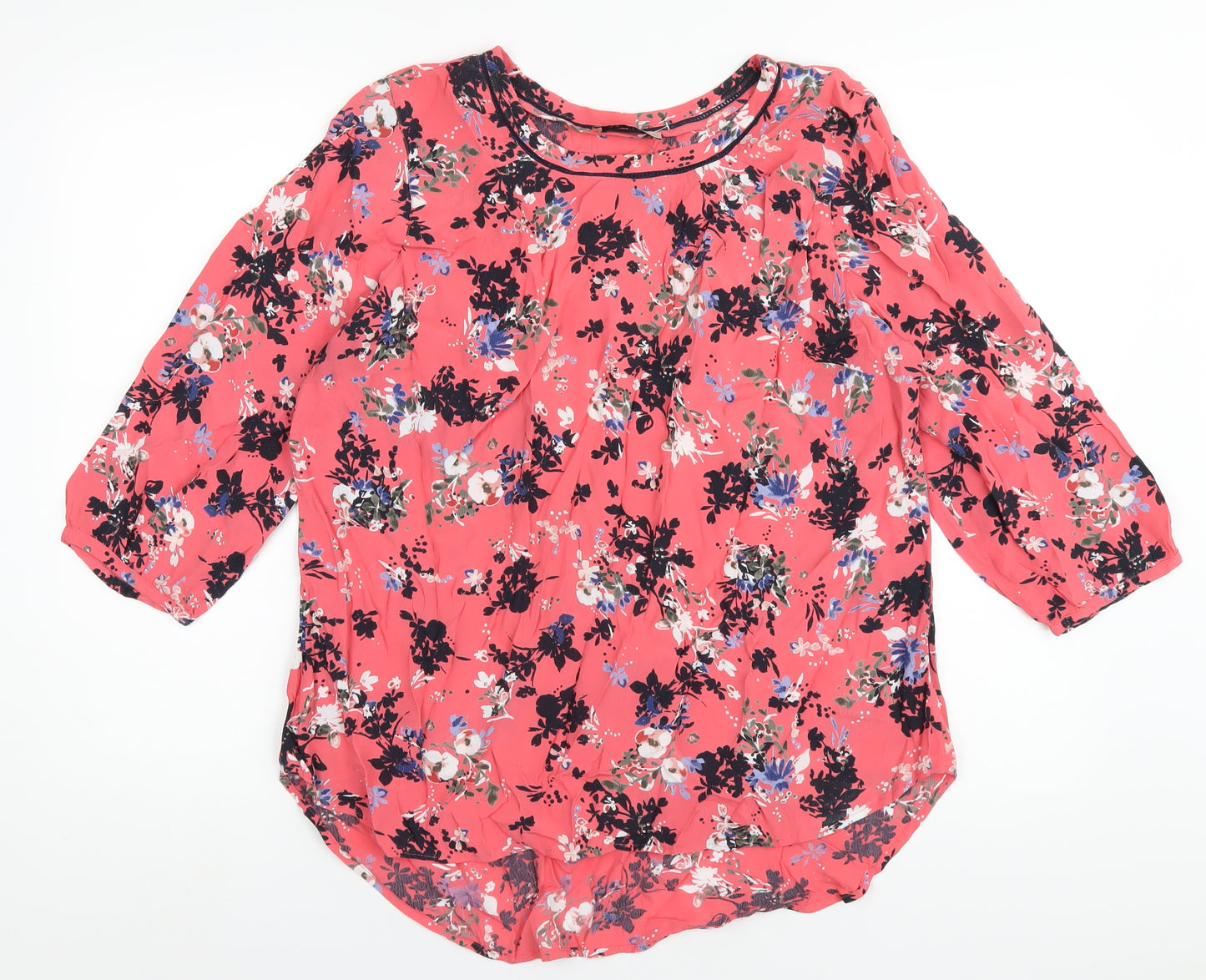 Per Una Womens Pink Floral Viscose Basic T-Shirt Size 18 Round Neck