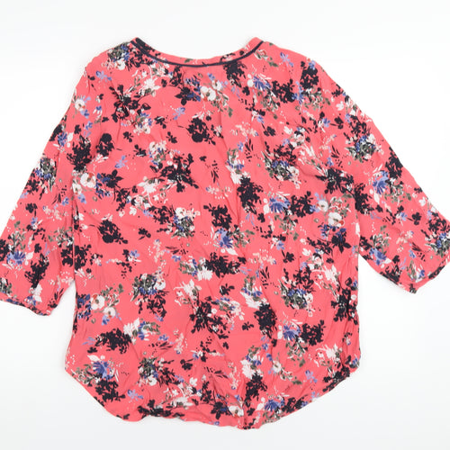 Per Una Womens Pink Floral Viscose Basic T-Shirt Size 18 Round Neck