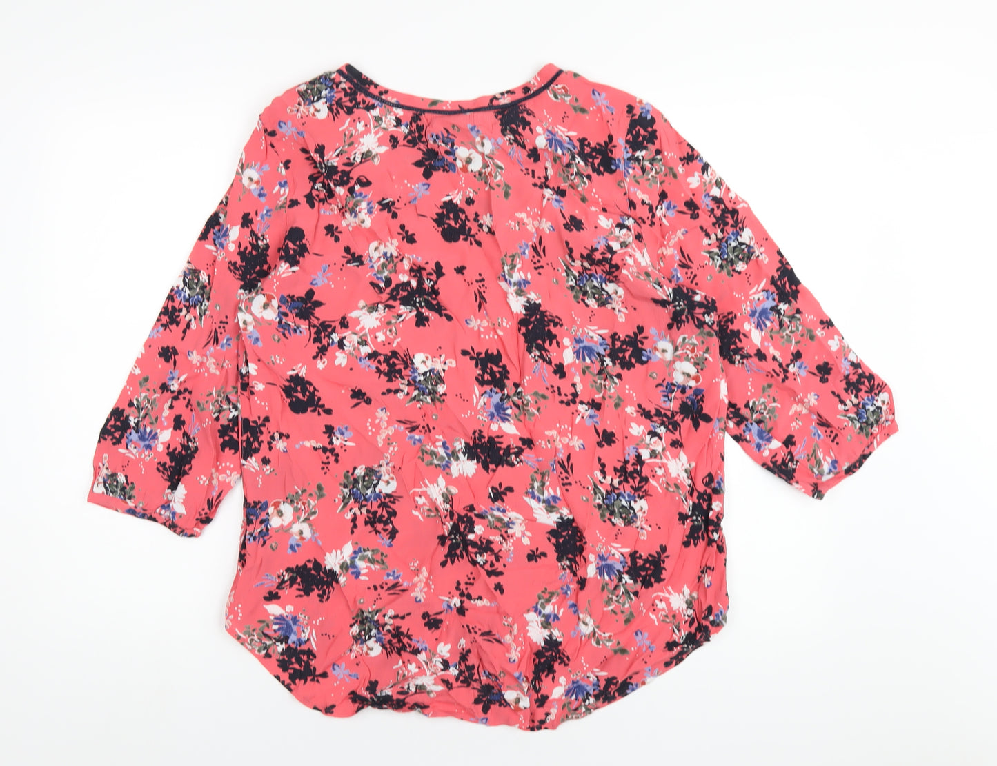 Per Una Womens Pink Floral Viscose Basic T-Shirt Size 18 Round Neck