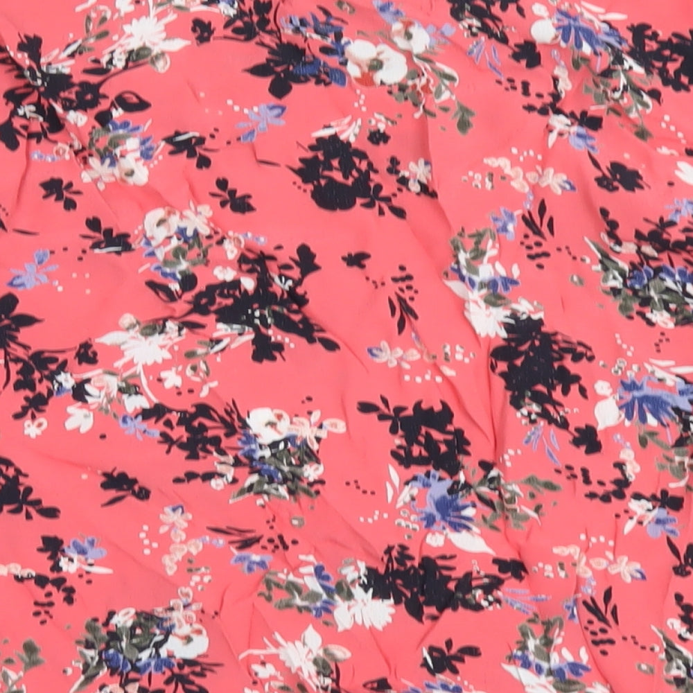 Per Una Womens Pink Floral Viscose Basic T-Shirt Size 18 Round Neck