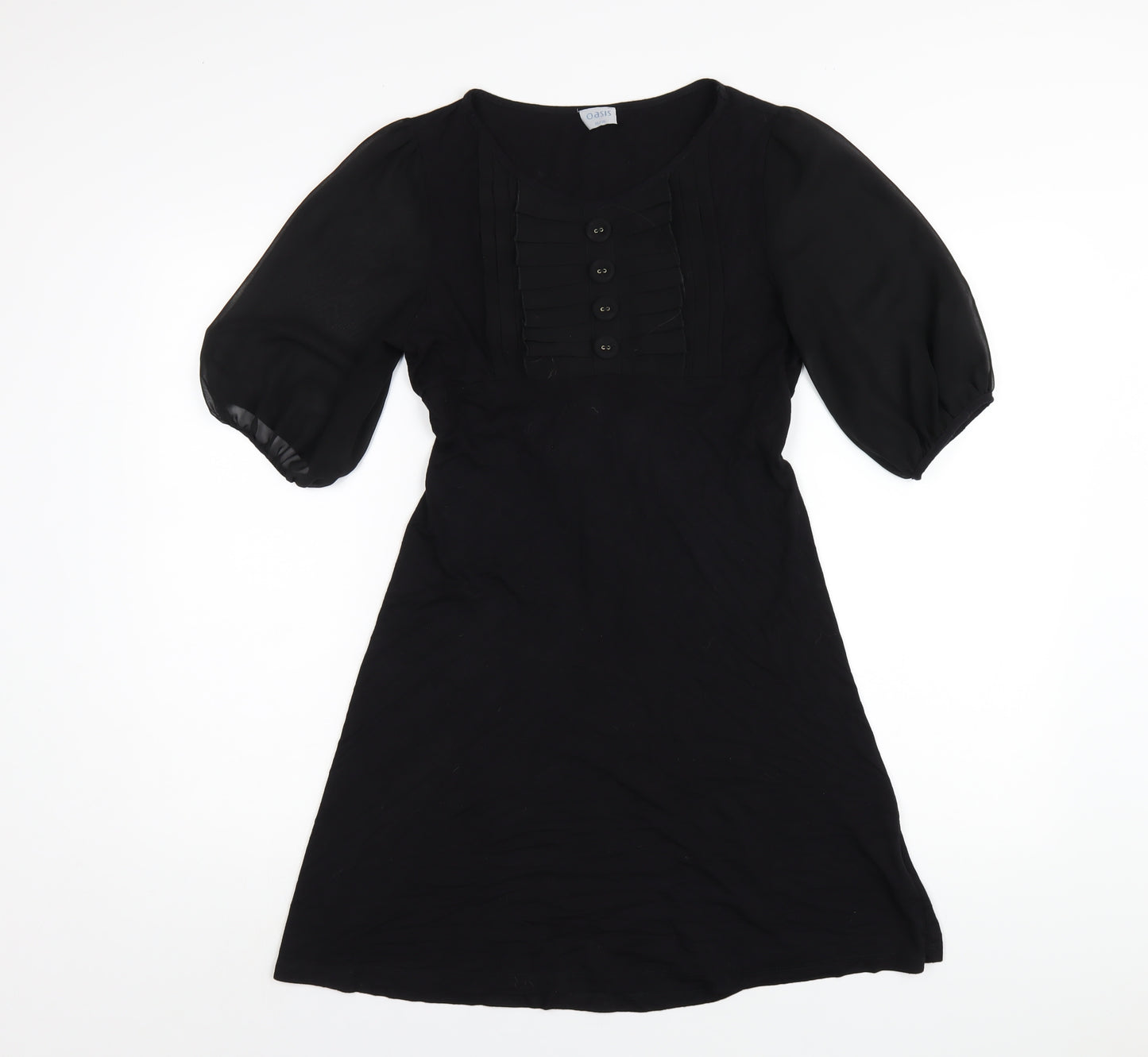 Oasis Womens Black Viscose A-Line Size 10 Round Neck Pullover