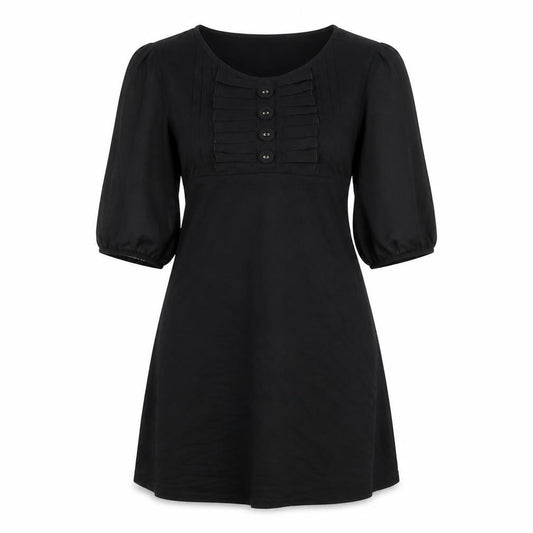 Front view of Oasis women’s black viscose a-line, size UK 10, round neck pullover