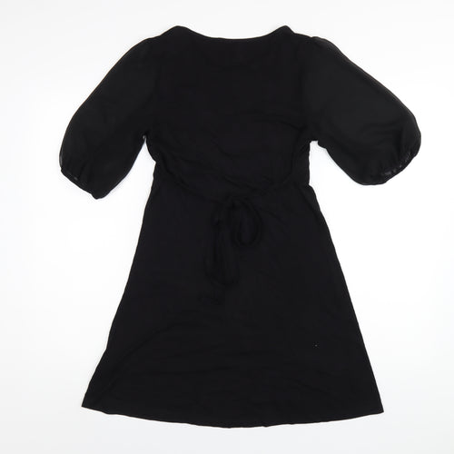 Oasis Womens Black Viscose A-Line Size 10 Round Neck Pullover