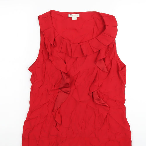 Monsoon Womens Red Viscose Basic Blouse Size 14 Scoop Neck