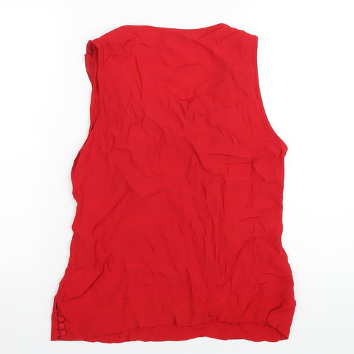 Monsoon Womens Red Viscose Basic Blouse Size 14 Scoop Neck