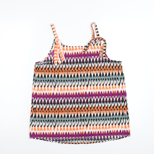 Marks and Spencer Womens Multicoloured Geometric Polyester Camisole T-Shirt Size 10 V-Neck