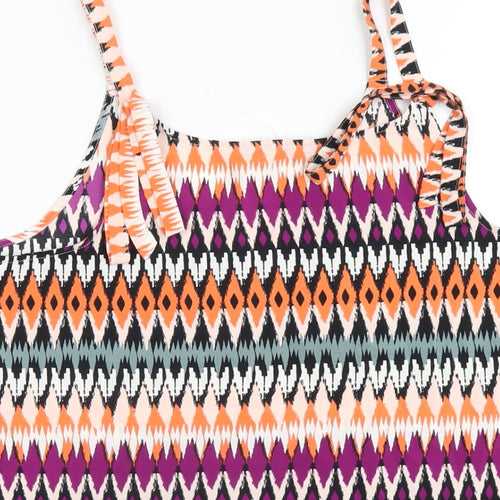 Marks and Spencer Womens Multicoloured Geometric Polyester Camisole T-Shirt Size 10 V-Neck