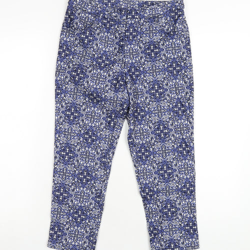 New Look Womens Blue Geometric Polyester Capri Trousers Size 6 L23 in Regular Zip