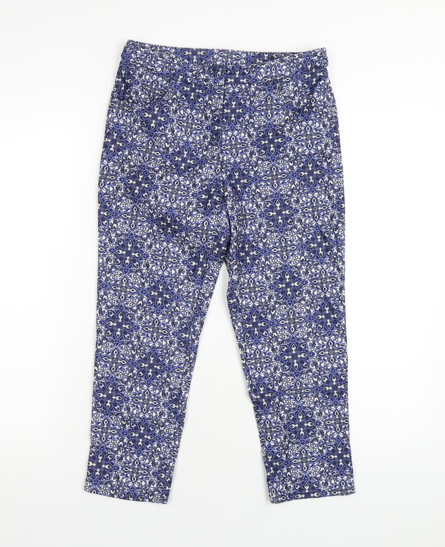 New Look Womens Blue Geometric Polyester Capri Trousers Size 6 L23 in Regular Zip