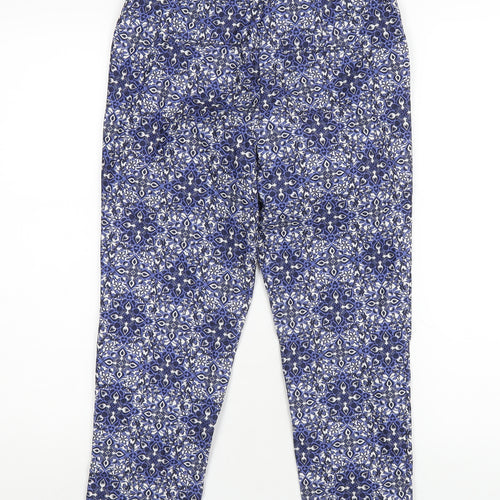 New Look Womens Blue Geometric Polyester Capri Trousers Size 6 L23 in Regular Zip