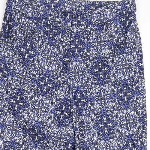 New Look Womens Blue Geometric Polyester Capri Trousers Size 6 L23 in Regular Zip