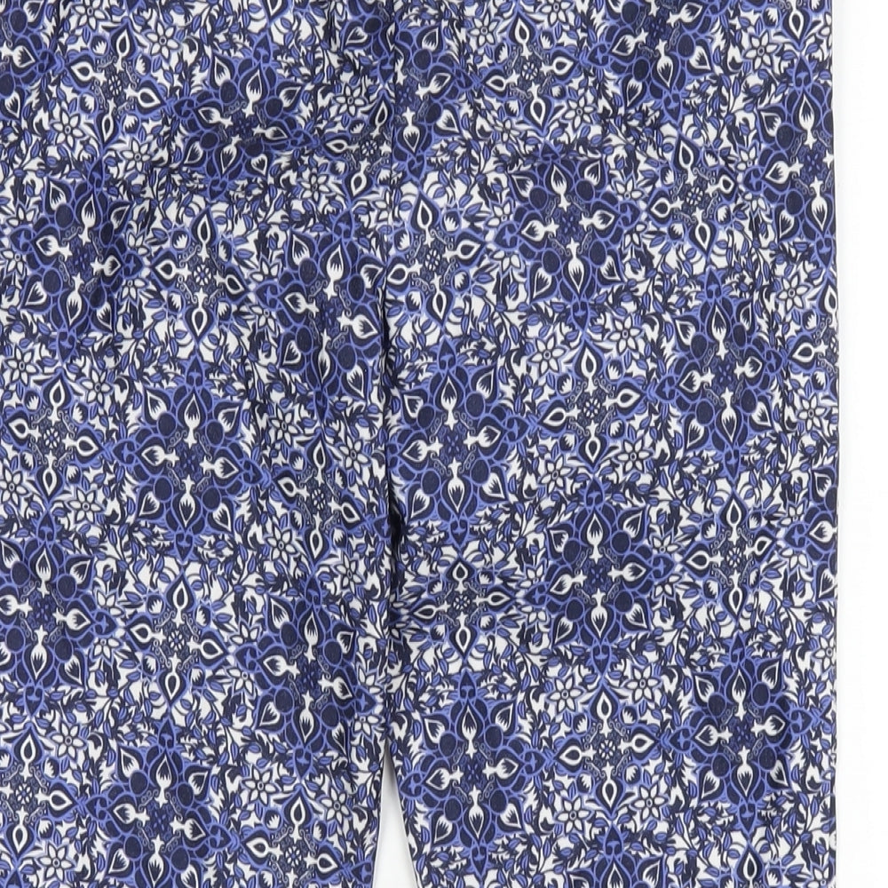 New Look Womens Blue Geometric Polyester Capri Trousers Size 6 L23 in Regular Zip